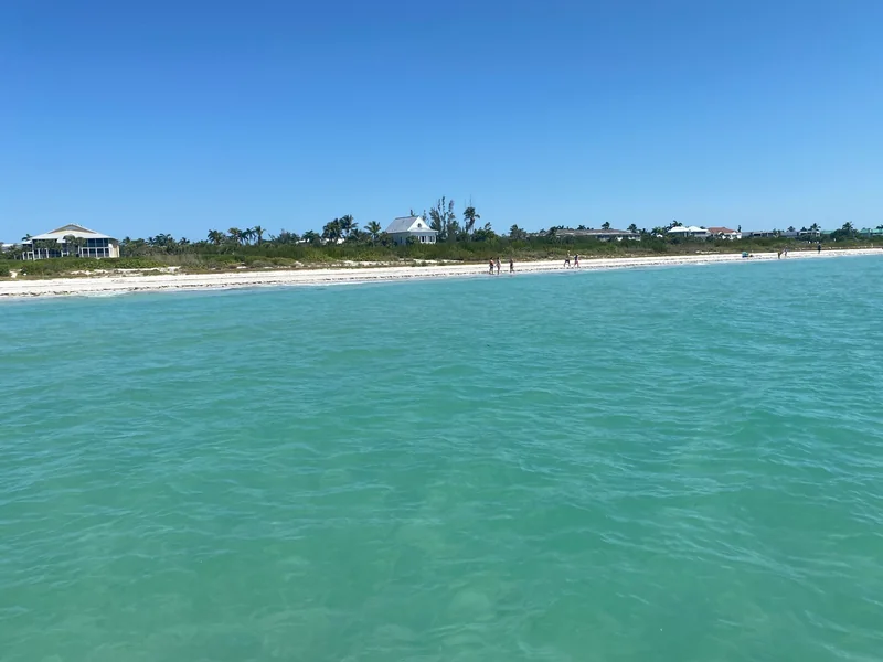 Sanibel beach and waterfront homes viewed from offshore