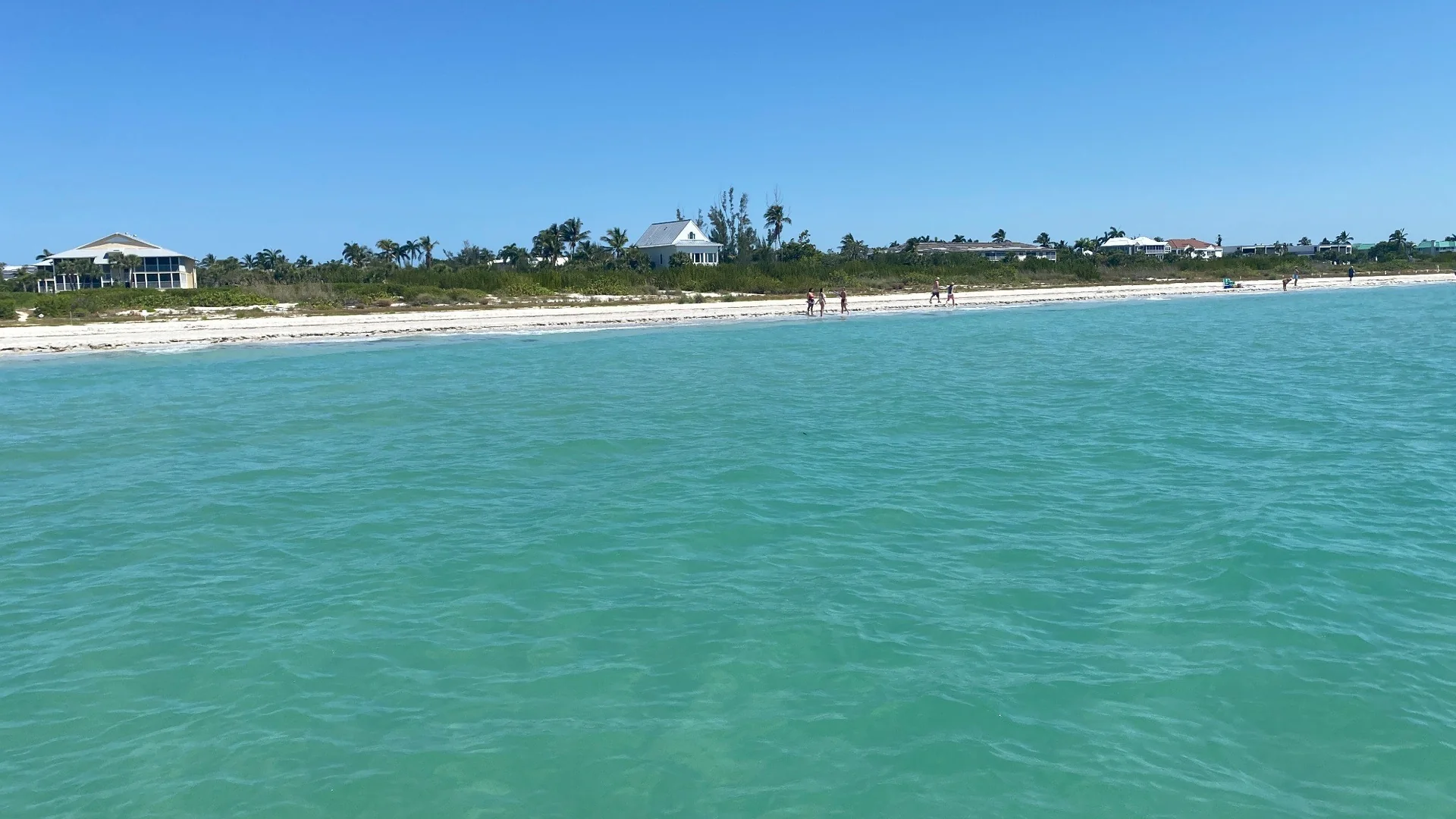 Sanibel beach and waterfront homes viewed from offshore