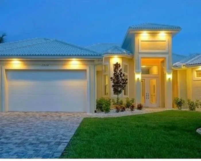 Cape Coral home exterior at twilight