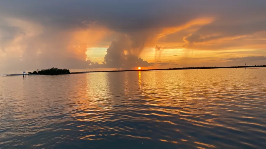 Dramatic rainstorm sunset over Pine Island Sound